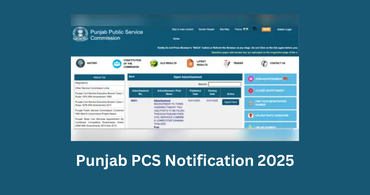 Punjab PCS Notification 2025